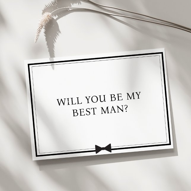 Cartão Clássico Bowtie Black and White Best Man Proposal (Elegant best man proposal card with a timeless bowtie design, perfect for your chic, formal wedding.)
