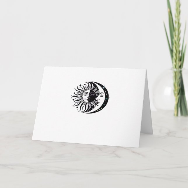 Cartão Clássico Bruxo Sol Lua Aquarela Whimsigoth (Frente)