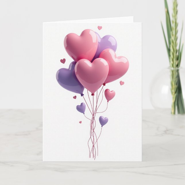 Cartão Clássico de Balões de Amor (Frente)