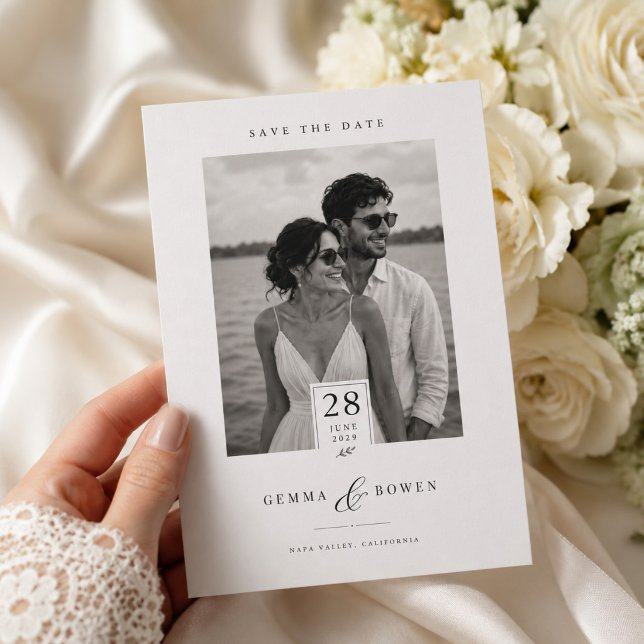 Cartão Clássico de Foto de Casamento para Salvar a (Criador carregado)