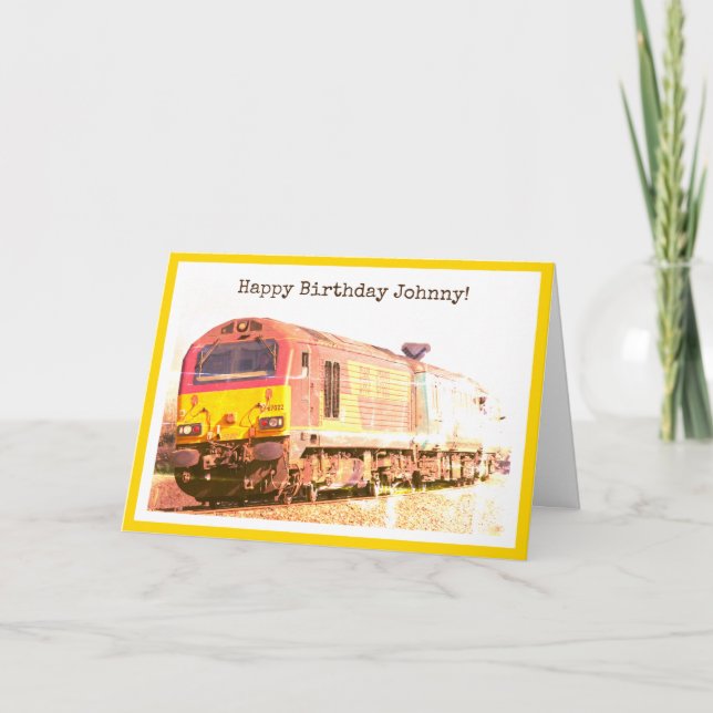 Cartão Clássico diesel loco, feliz aniversário personaliz (Frente)
