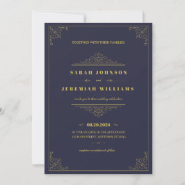 Cartão Clássico Elegante Formal azul-marinho e dourado vi