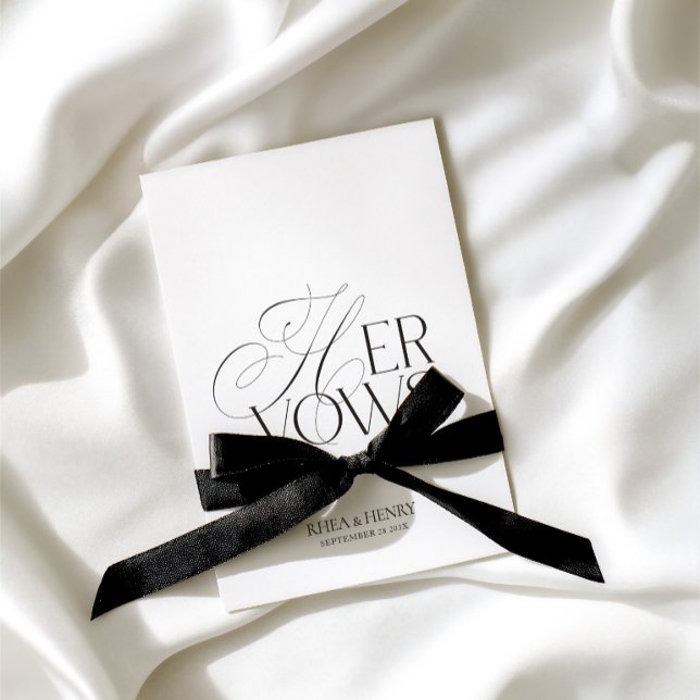 Cartão Clássico Moderno Livro de Votos de Casamento Suas  (Modern Classic Her Vows Wedding Vow Book Card)
