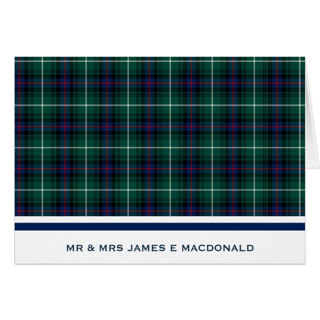 Cartão Clássico Personalizado Verde Escocês Tartan (Frente horizontal)