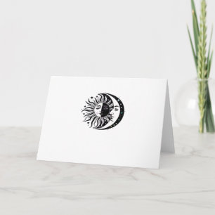 Cartão Clássico Whimsigoth Aquarela Sol Lua Witchy