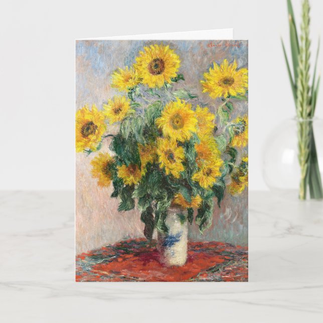 Cartão Claude Monet Bouquet of Sunflowers 1881 Art (Frente)