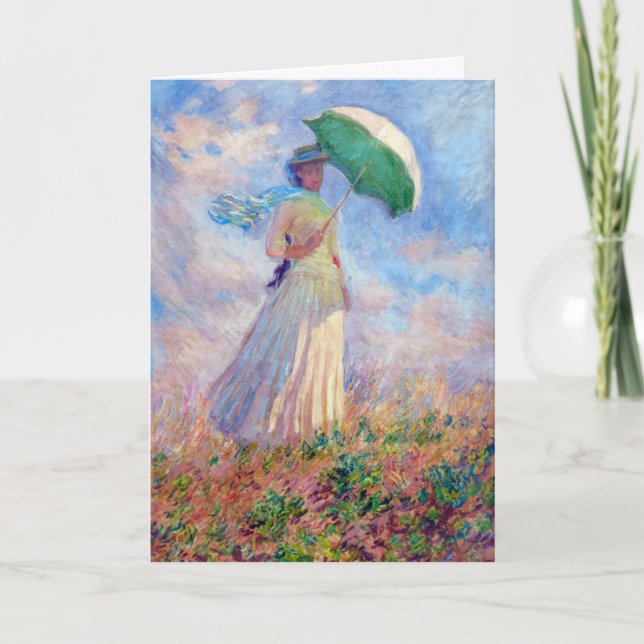Cartão Claude Monet - Mulher com Parasol virada para a di (Frente)