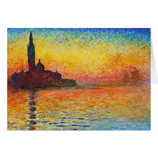 Cartão Claude Monet Sunset Em Veneza Impressionista Arte (Frente Horizontal)