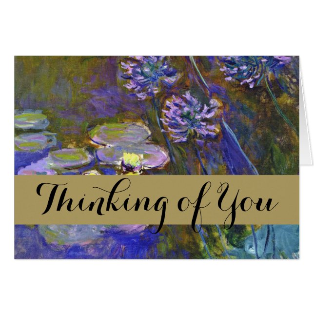 Cartão Claude Monet Water Lily Agapanthus (Frente Horizontal)