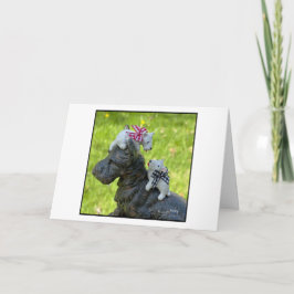 Cartão Clay Scotties em um Scottie Doorstop