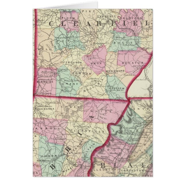 Cartão Clearfield, Cambria, Blair condados (Frente)