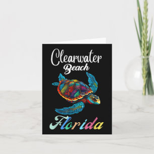 Cartão Clearwater Beach, Flórida, Tie Dye Sea Turtle Famí