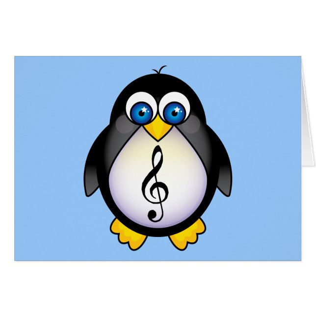 Cartão Clef de triplo do pinguim da música (Frente Horizontal)