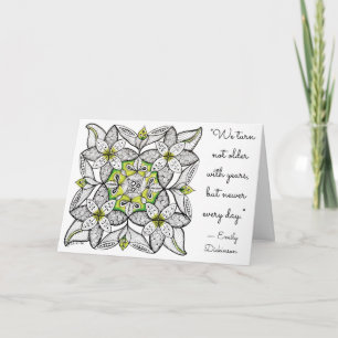 Cartão Clematis Branco Desenho à Mão & Citação de Anivers