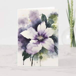 Cartão Clematis - Flores aquarela