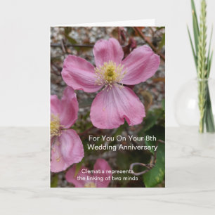 Cartão Clematis Rosa Personalizada 8º Aniversário de Casa