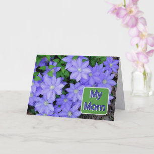 CARTÃO CLEMATITE AZUL/MINHA MÃE/FELIZ DIA DAS MÃES