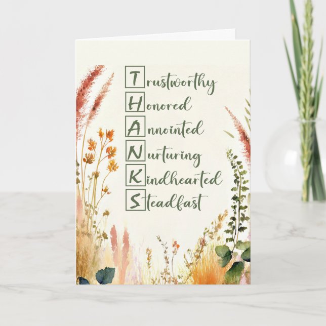 Cartão Clergy Apreciação Dia Abençoa Palavras Acróticas (Frente)