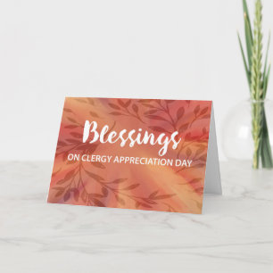 Cartão Clergy Apreciation Day Blessings Leafy Watercolor