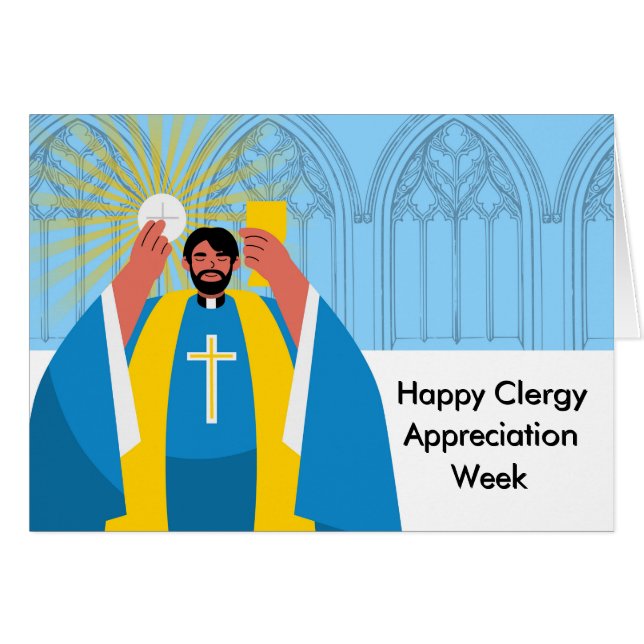 Cartão Clergy Apreciation Week Comunhão Eucarista (Frente Horizontal)