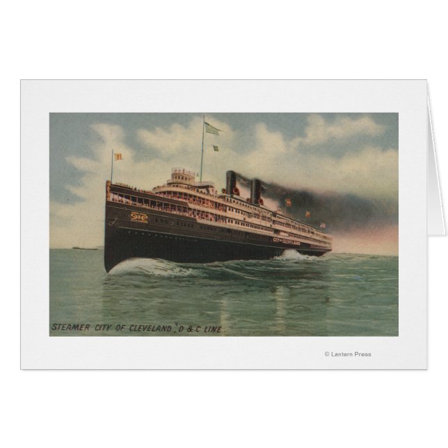 Cartão Cleveland, OH - Cidade Navio a vapor de Cleveland (Frente Horizontal)