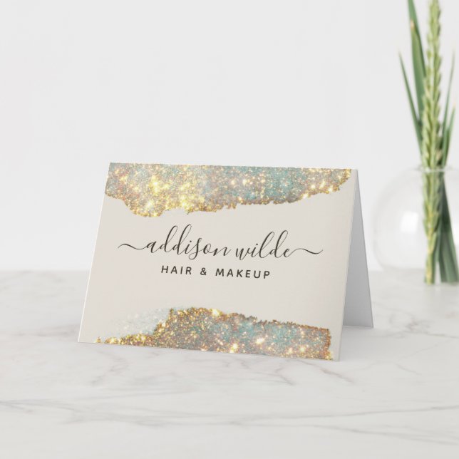 Cartão Cliente Glam Glitter de Script de Assinatura Obrig (Frente)