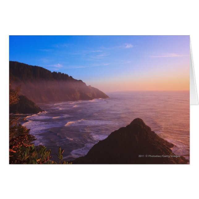Cartão Cliff Coaster View em Oregon no Sunset (Frente Horizontal)