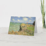 Cartão Cliff Walk em Pourville por Claude Monet<br><div class="desc">Cliff Walk em Pourville (1882), por Claude Monet, é uma pintura náutica de arte do impressionismo antigo. Uma paisagem marítima com duas mulheres em um penhasco rochoso. As senhoras são carregandos e ondas superficiais no oceano em um dia ensolarado de verão. Sobre o artista: Claude Monet (1840-1926) foi o fundador...</div>