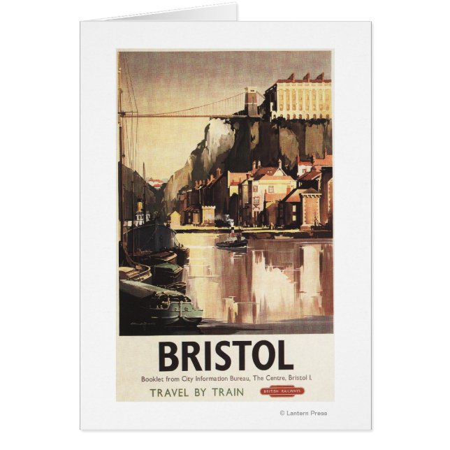 Cartão Clifton Suspensão Bridge e Boats (Frente)