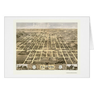 Cartão Clinton, mapa panorâmico do IL - 1869
