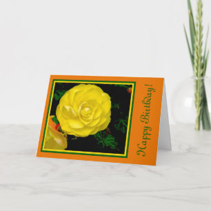 CARTÃO CLOSE-UP OF YELLOW ROSE/HAPPY BIRTHDAY/CUSTOMIZABL