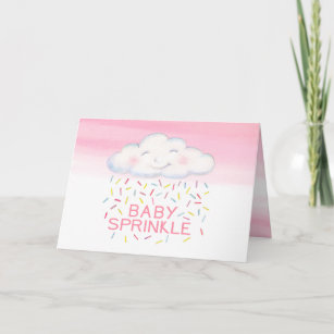 Cartão Cloud baby sprinkle pink watercolor thank you