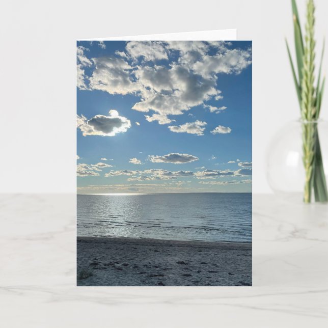 Cartão Clouds Cloudy Blue Sky Empty Beach  (Frente)