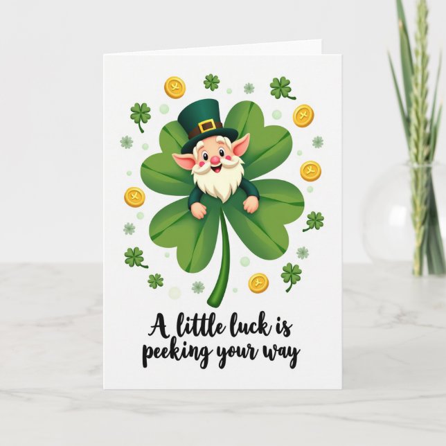 Cartão Clover Leprechaun Luck Card (Frente)