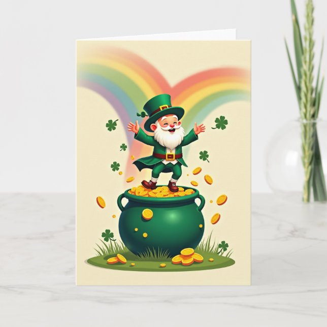 Cartão Clover Luck Leprechaun Scene Card (Frente)