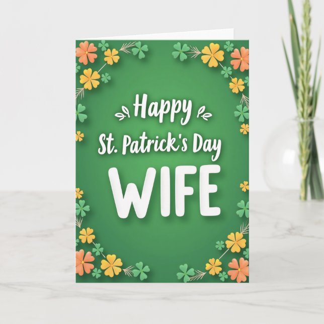 Cartão Clover Pattern Wife St Patricks Card (Frente)