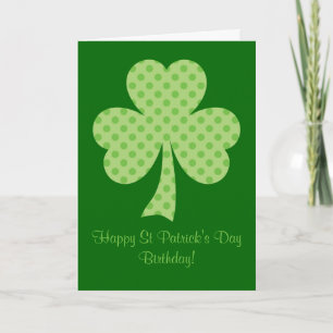 Cartão Clover Polka dots St Patricks Day Birthday