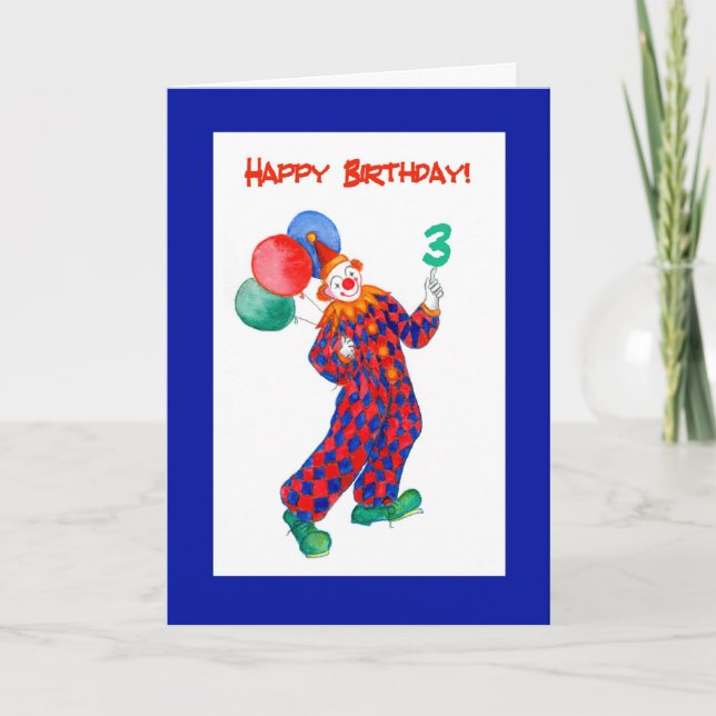 Cartão Clown 3rd Birthday Card (Frente)
