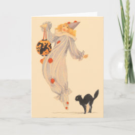 Cartão Clown Black Cat Costume Trick Or Treat