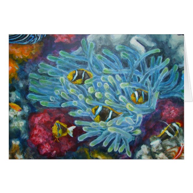 Cartão clownfish dos clarks com anêmona (Frente horizontal)