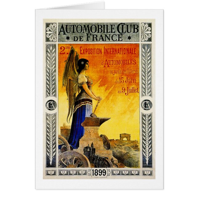 Cartão Clube de automóvel de France 1899 (Frente)