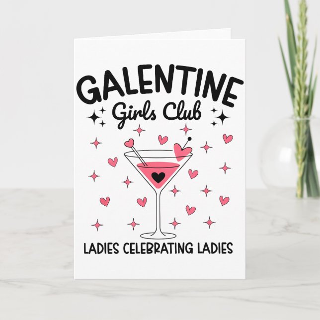 Cartão Clube de Garotas Galentine Senhoras Celebrando Sen (Frente)
