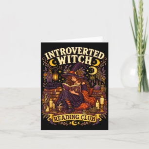 Cartão Clube de leitura de bruxa introvertida amante de l