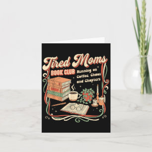 Cartão Clube do Livro de Mães Cansadas Design Retro Fino