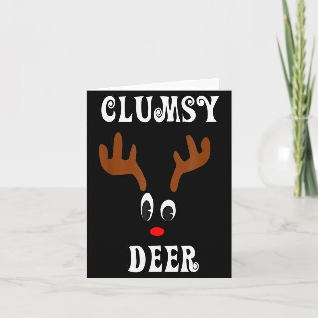 Cartão Clumsy Christmas Reindeer Angler Hunt Deer Elk  (Frente)