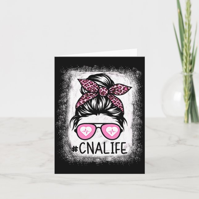 Cartão Cna Nurse Life Bleached Shirts Nk Leopard Messy Bu (Frente)