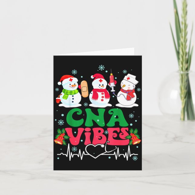 Cartão Cna Vibes Nurse Snowman Stethoscope Santa Funny Ch (Frente)