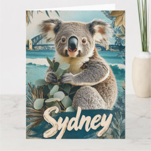 Cartão Coala Adorável com a Ponte da Baía de Sydney