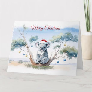 Cartão Coala sentado em uma árvore de goma Feliz Natal