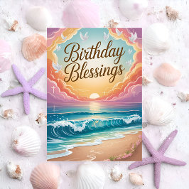 Cartão Coastal Birthday Blessings